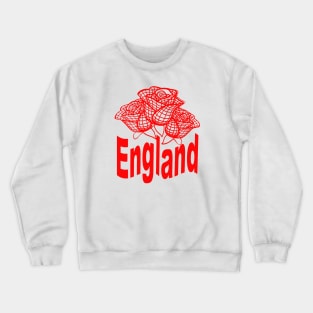 England Text With Stylized English Red Roses Crewneck Sweatshirt